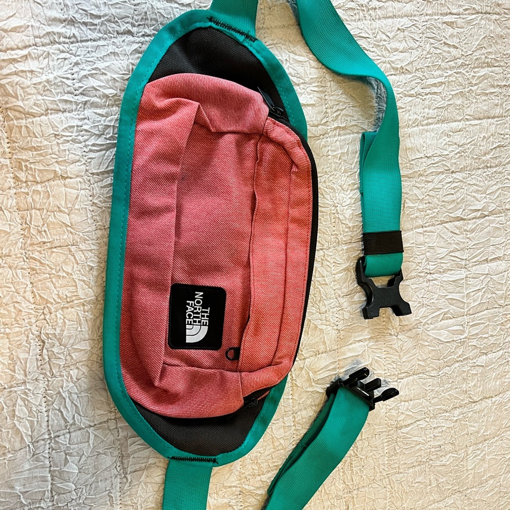 The North Face fanny pack. Pink/Red & Green.